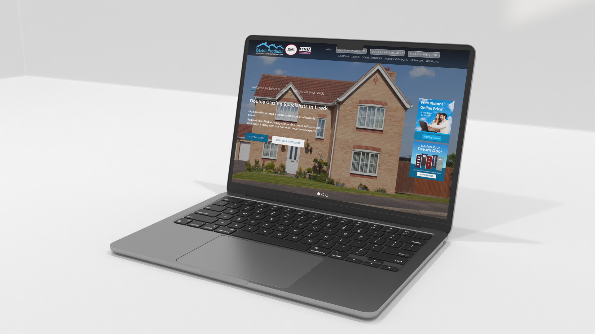 screenshot of select products website on laptop mock up