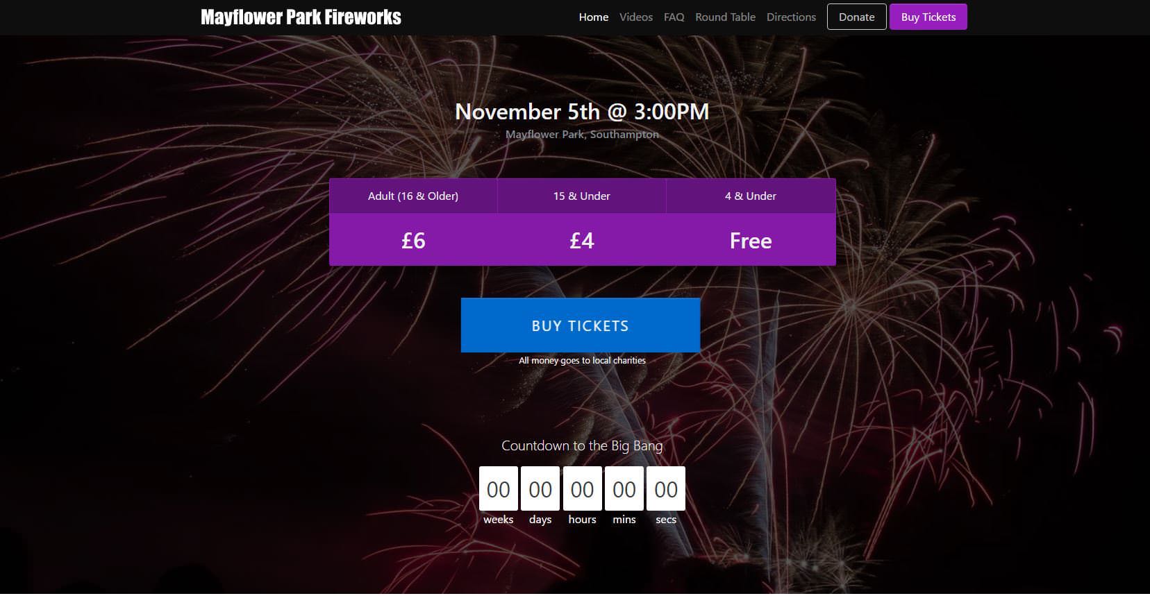 mayflower park firework, charity 